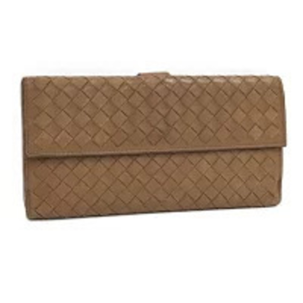 BOTTEGA VENETA Bi fold Long Wallet Intrecciato Leather Brown